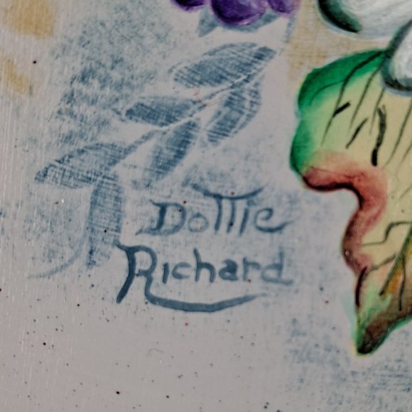 Hand-Painted Wood Folk Art Wooden Decorative Plate Signed - Picture 3 of 4